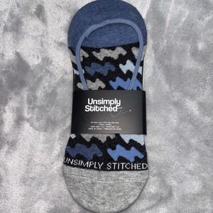 Unsimply Stitched Blue Multi‎ "Comic Wave" no-show socks. NWT 7-12